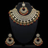 Maroon Color Imitation Pearl Kundan Necklace With Earrings & Maang Tikka For Women (KN197MRN)