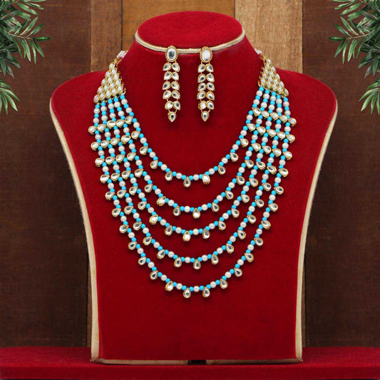 Firozi Color Kundan Necklace Set (KN201FRZ)