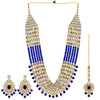 Festive Collection Blue Color Imitation Pearl Kundan Necklace With Earrings & Maang Tikka (KN202BLU)