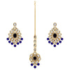 Festive Collection Blue Color Imitation Pearl Kundan Necklace With Earrings & Maang Tikka (KN202BLU)