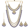 Wedding Collection Blue Color Kundan Necklace With Earrings & Maang Tikka (KN206BLU)