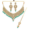 Rama Green Color Kundan Necklace With Earring & Maang Tikka (KN215RGRN)