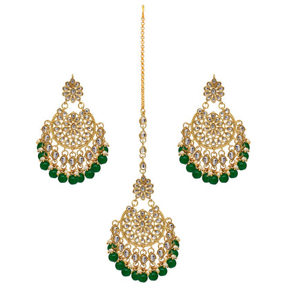 Green Color Kundan Necklace Set (KN221GRN)