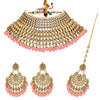 Peach Color Kundan Necklace With Earring & Maang Tikka (KN221PCH)