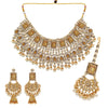 Gold Color Kundan Bridal Necklace With Earrings & Maang Tikka (KN222GLD)