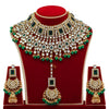 Green Color Kundan Bridal Necklace With Earrings & Maang Tikka (KN222GRN)