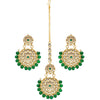Green Color Kundan Necklace With Earrings & Maang Tikka (KN434GRN)