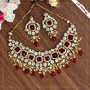 Red Color Necklace With Earrings (KN827RED)