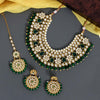 Green Color Kundan Necklace Set (KN845GRN)