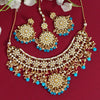 Firozi Color Kundan Necklace Set (KN858FRZ)