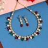 Maroon & Green Color Necklace With Earrings & Maang Tikka (KN861MG)