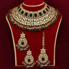 Maroon & Green Color Kundan Bridal Choker Necklace Set (KN886MG)