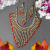 Orange Color Kundan Necklace Set (KN983ORG)