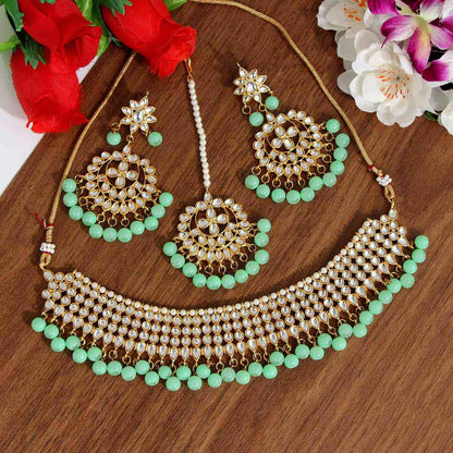 Pista Green Color Kundan Necklace Set (KN989PGRN)