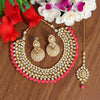 Dark Peach Color Kundan Necklace Set (KN995DPCH)