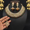 Maroon & Green Color Kundan Necklace Set (KN995MG)