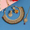 Maroon & Green Color Kundan Necklace Set (KN995MG)