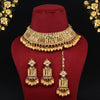 Gold Color Choker Kundan Polki Necklace Set (KPN184GLD)