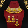 Yellow Color Choker Kundan Polki Necklace Set (KPN184YLW)