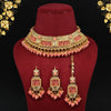 Dark Peach Color Choker Kundan Polki Necklace Set (KPN185DPCH)