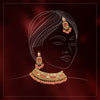 Dark Peach Color Choker Kundan Polki Necklace Set (KPN185DPCH)