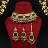 Green Color Choker Kundan Polki Necklace Set (KPN185GRN)