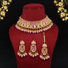 Pink Color Choker Kundan Polki Necklace Set (KPN186PNK)