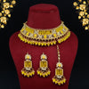 Yellow Color Choker Kundan Polki Necklace Set (KPN186YLW)