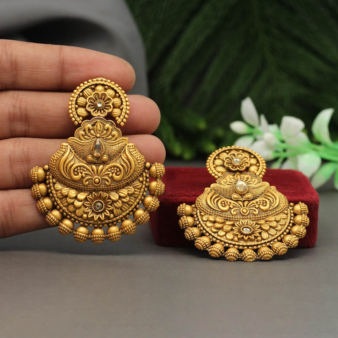 Gold Color Matte Gold Earrings (MGE160GLD)