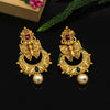 Maroon & Green Color Matte Gold Earrings (MGE163MG)