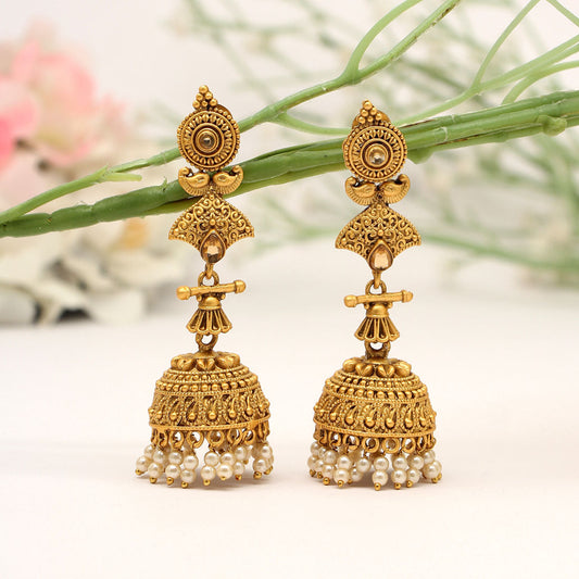 Gold Color Matte Gold Earrings (MGE184GLD)