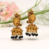 Black Color Matte Gold Big Jhumka Temple Earrings (MGE190BLK)