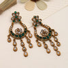 Green Color Matte Gold Earrings (MGE205GRN)