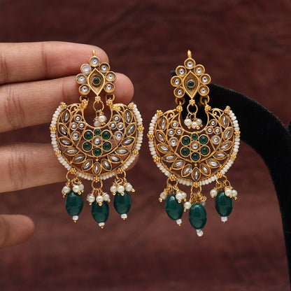 Green Color Matte Gold Earrings (MGE213GRN)