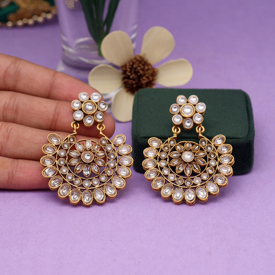 White stone earrings artificial sale