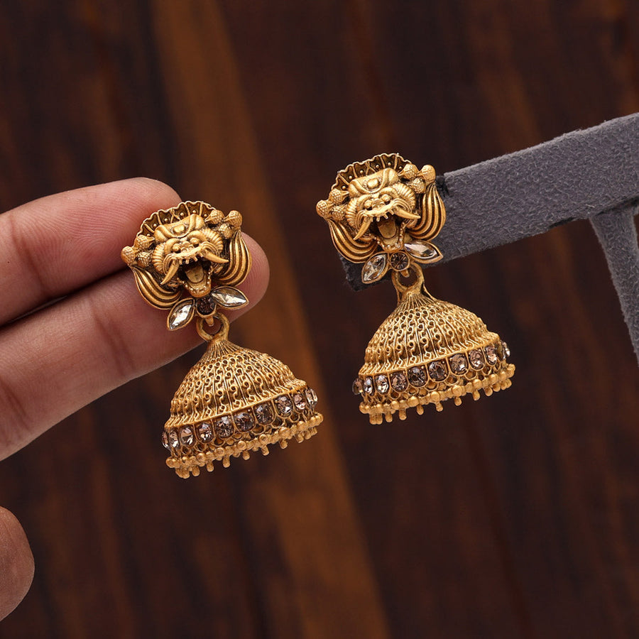 Antique Matte Gold Earring, Maang tikka & Necklace set – Designer mart