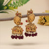 Maroon Color Matte Gold Temple Earrings (MGE243MRN)
