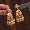 Rani & Green Color Rajwadi Matte Gold Earrings (MGE247RNIGRN)