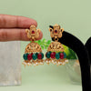 Maroon & Green Color Matte Gold Earrings (MGE274MG)