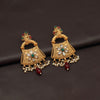 Maroon & Green Color Matte Gold Earrings (MGE277MG)