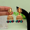 Maroon & Green Color Matte Gold Earrings (MGE280MG)