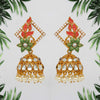 Dark Peach Color Kundan Meenakari Earrings (MKE1192DPCH)