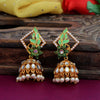 Parrot Green Color Kundan Meenakari Earrings (MKE1192PGRN)