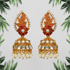 Peach Color Kundan Meenakari Earrings (MKE1193PCH)