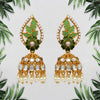 Pista Green Color Kundan Meenakari Earrings (MKE1193PGRN)