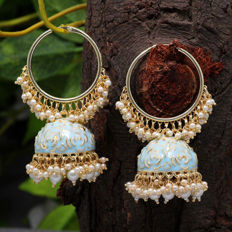 Flipkart.com - Buy KRIX FASHION Sky blue jhumki earrings for women oxidised  jhumka sky blue earrings Pearl Metal Earring Set Online at Best Prices in  India