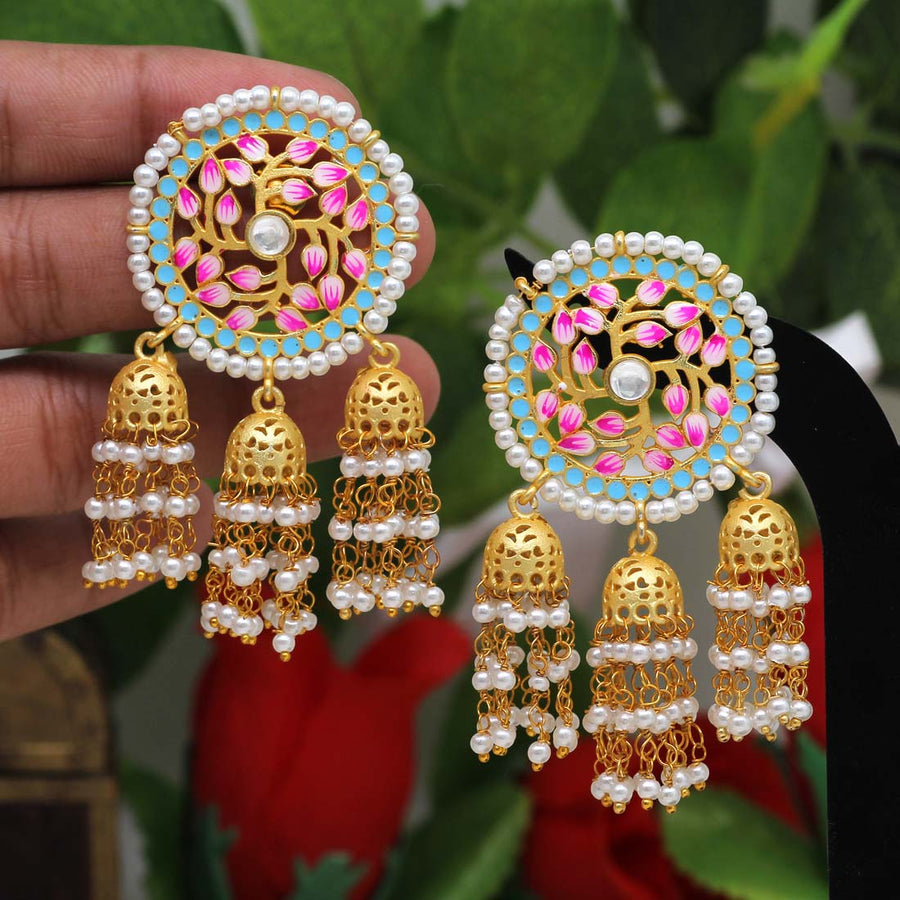 Hand painted hot sale meenakari earrings