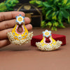 Mustard Yellow Color Hand Painted Meenakari Earrings (MKE1588MYLW)