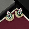 Green Color Hand Painted Meenakari Earrings (MKE1590GRN)