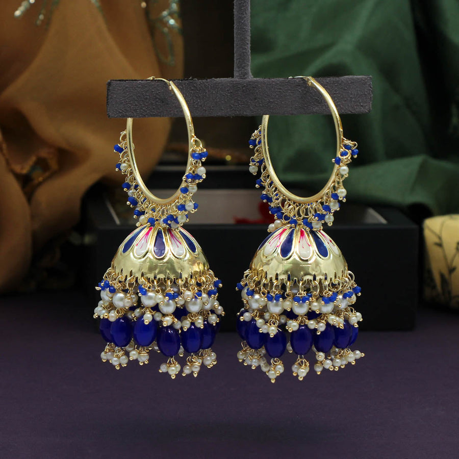 Blue on sale meenakari earrings